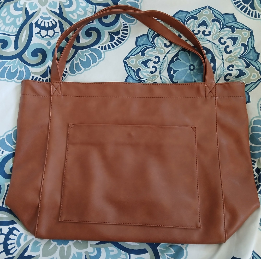 Stylish Brown Leather Tote with Sturdy Handles